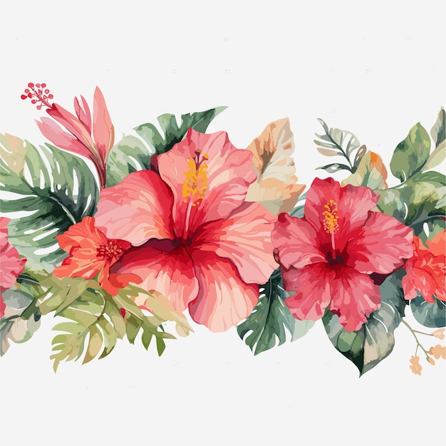 Plik wektorowy ilustracja tropikalne kwiaty i liście