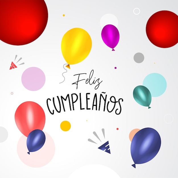 Plik wektorowy ilustracja typografii feliz cumpleaños z wektorem projektu balonów