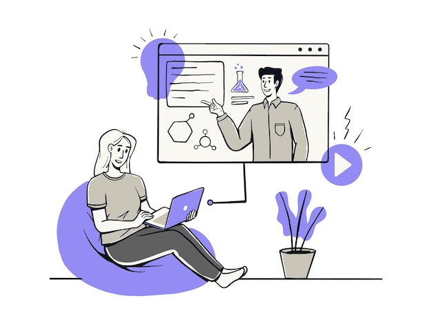 Ilustracja uczenia się i studiowania online