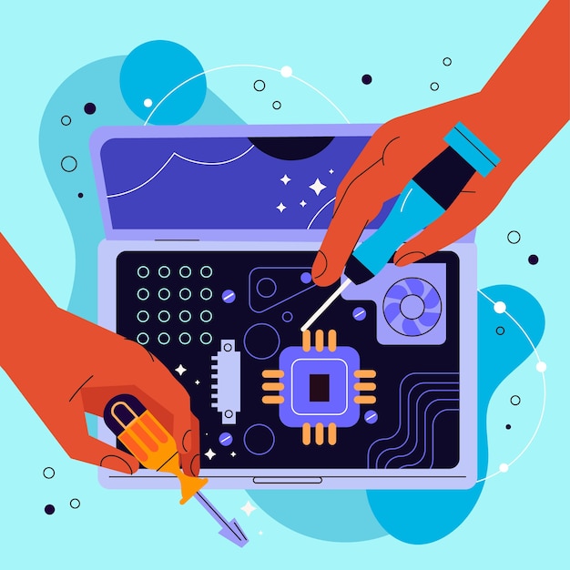Ilustracja usługi technologicznej dla laptopów