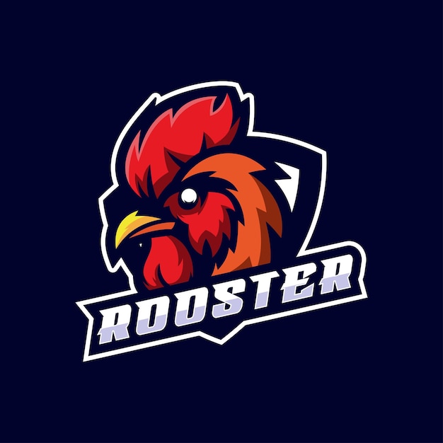Plik wektorowy ilustracja vector rooster mascot esport logo styl