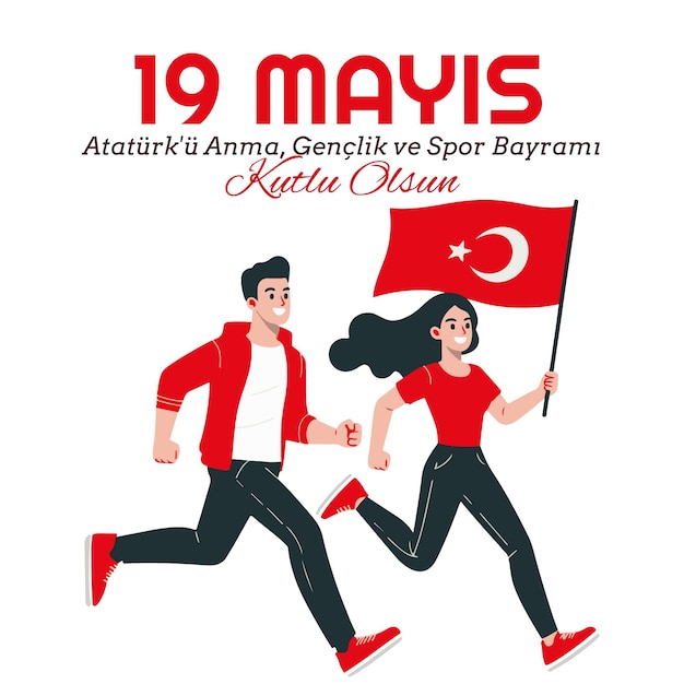 Ilustracja W Mediach Społecznościowych Upamiętniająca Dzień Młodzieży I Sportu Ataturka