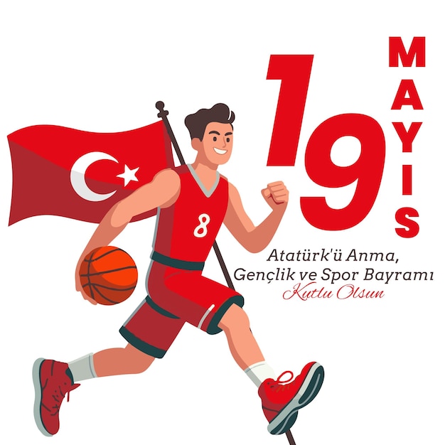 Ilustracja W Mediach Społecznościowych Upamiętniająca Dzień Młodzieży I Sportu Ataturka