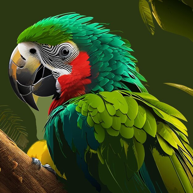 Plik wektorowy ilustracja w stylu kreskówki płaska naklejka papuga amazonka