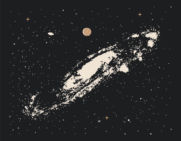 Ilustracja W Stylu Vintage Galaktyki Spiralnej Wszechświata Na Czarnym Tle Gwiaździstym Ilustracja Wektorowa Eps 10
