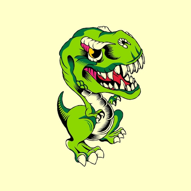 Ilustracja wektor ładny zielony trex
