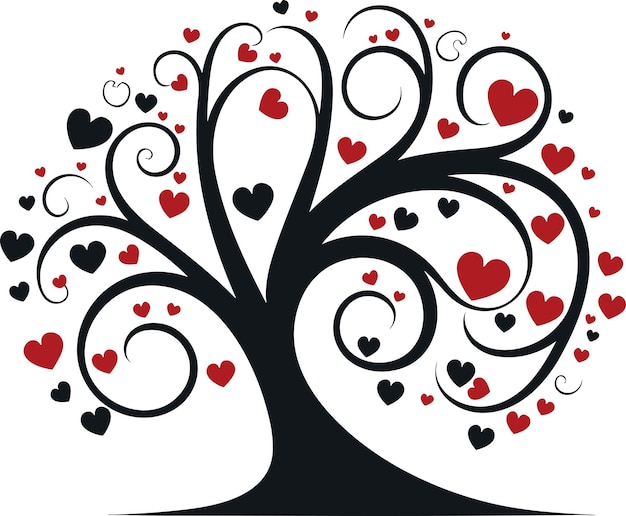 ilustracja wektora drzewa miłości na izolowanym tle wektora drzew miłości dla naklejek i sztuki na ścianie