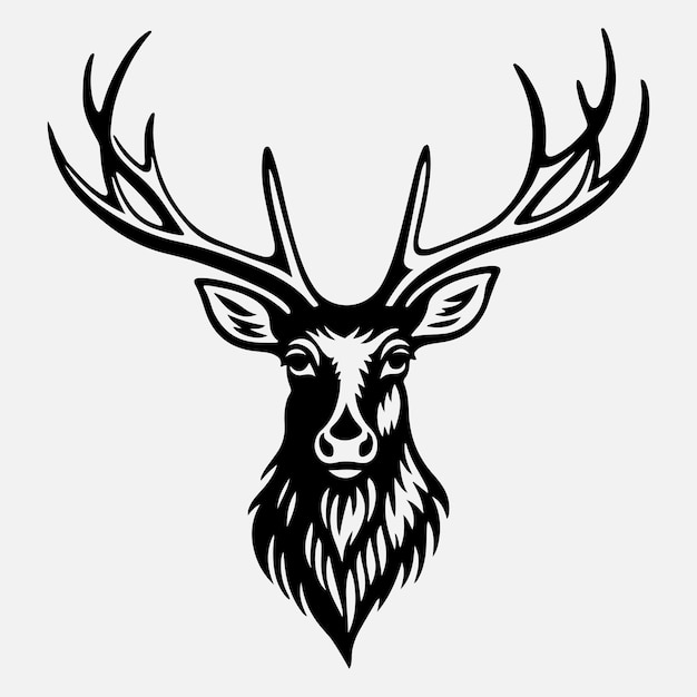 Ilustracja wektora głowy jelenia Rocznika logo jelenia