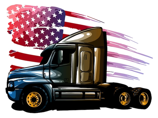 Ilustracja Wektora Klasycznej Amerykańskiej Ciężarówki