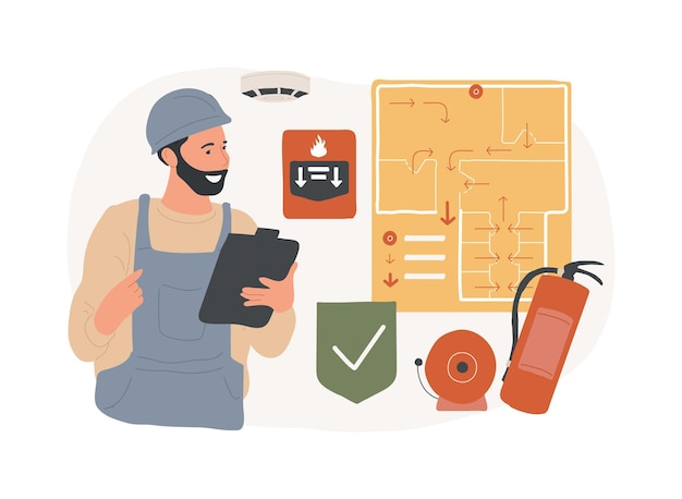 Ilustracja wektora koncepcji izolowanej systemu alarmu przeciwpożarowego
