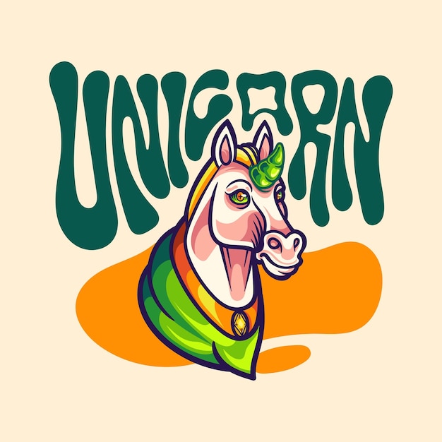 Plik wektorowy ilustracja wektora pełnego koloru konia jednorożca