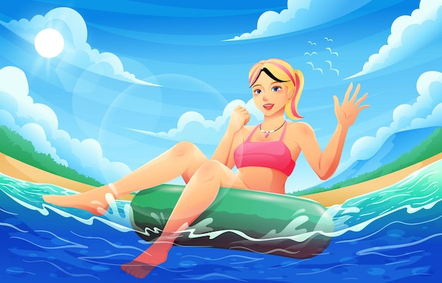 Ilustracja wektora pływackiej aktywności letniej