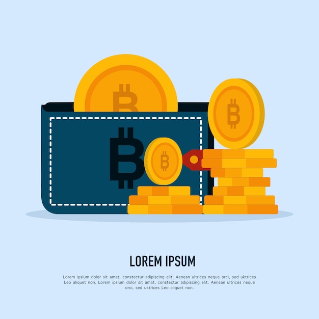 Ilustracja wektora portfela kryptograficznego. Technologia cyfrowego portfela dla kryptowaluty. kryptowaluta bitcoin