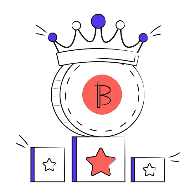 Ilustracja Wektora Premium Króla Bitcoinów