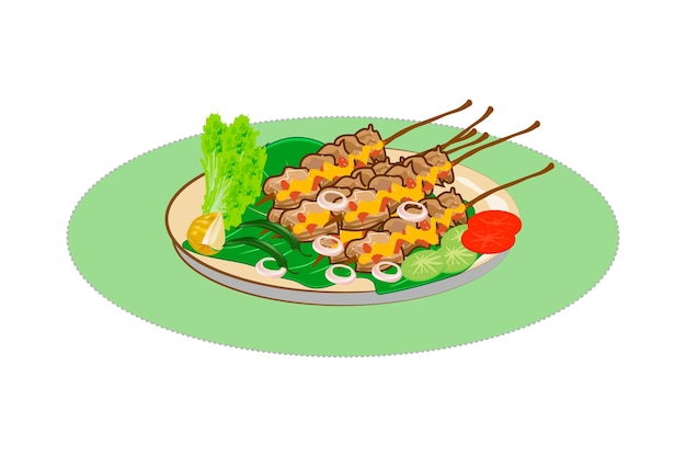 Ilustracja wektora pyszne jedzenie satay