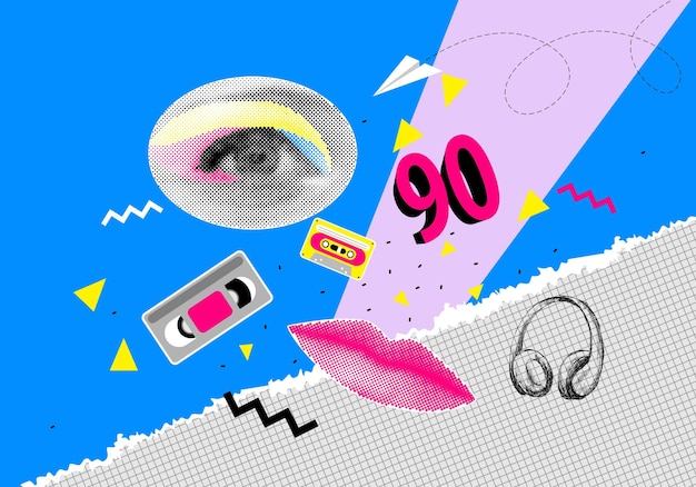 Ilustracja wektora s oczy i wargi półton