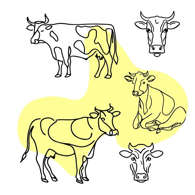 Ilustracja Wektora Sztuki Linii Krowy