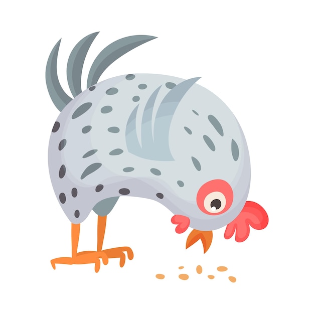 Ilustracja wektora ziarna z piórkowym kurczakiem jako ptakiem rolniczym