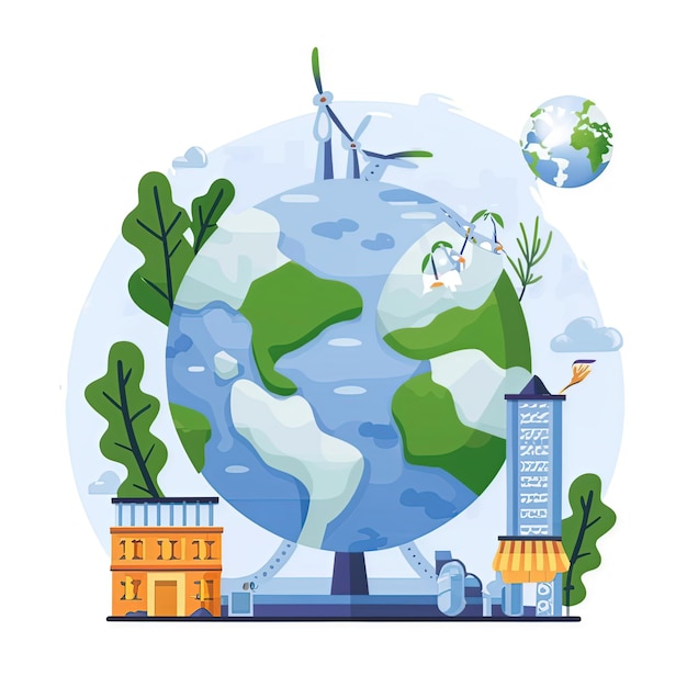 Ilustracja Wektorowa 2d Globalne środowisko Ochrona środowiska I Zanieczyszczenie Przemysłowe