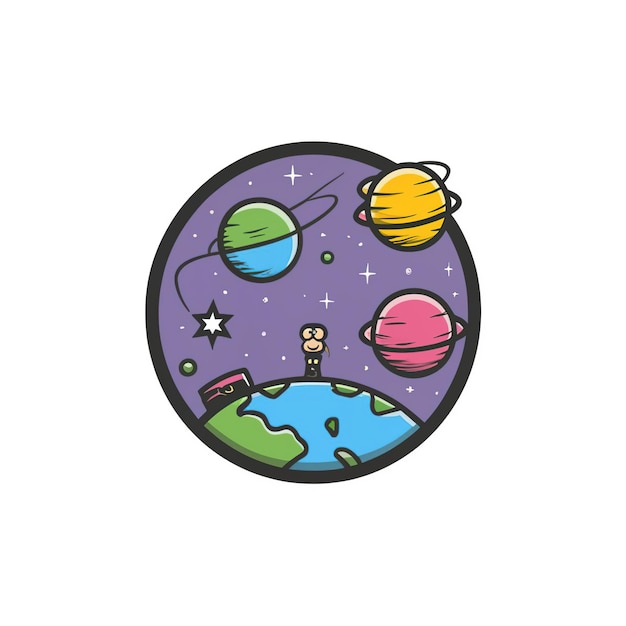 Plik wektorowy ilustracja wektorowa 2d kolorowy projekt przestrzenny koszulka i logo sztuka roślina gwiazda