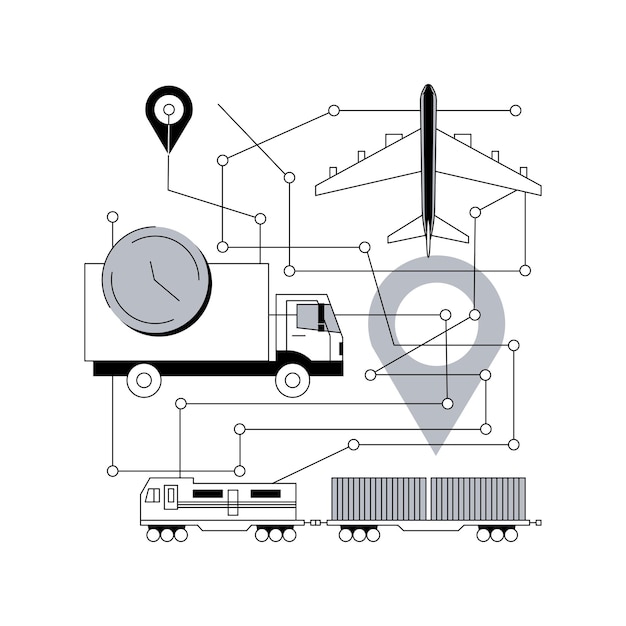 Plik wektorowy ilustracja wektorowa abstrakcyjne pojęcie sieci transportowej