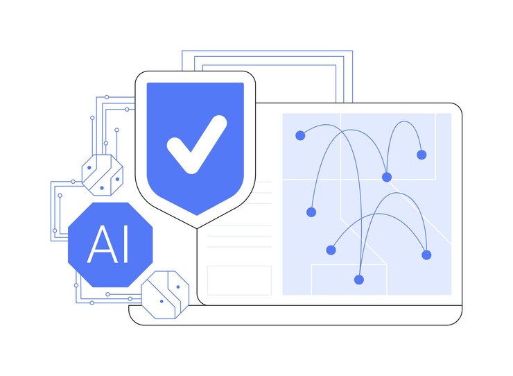 Wektor ilustracja wektorowa abstrakcyjnej koncepcji aipowered grid security