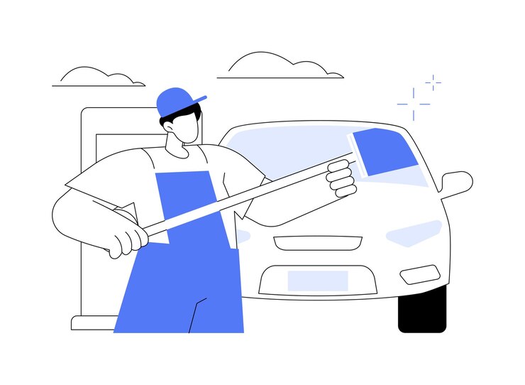 Wektor ilustracja wektorowa abstrakcyjnej koncepcji mycia szyby przedniej