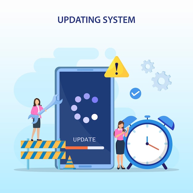 Ilustracja wektorowa Aktualizacja systemu i program instalacyjny