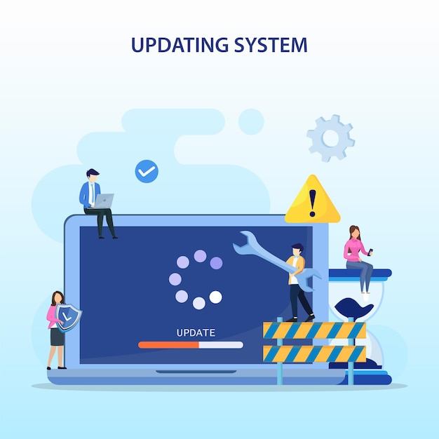 Ilustracja wektorowa Aktualizacja systemu i program instalacyjny