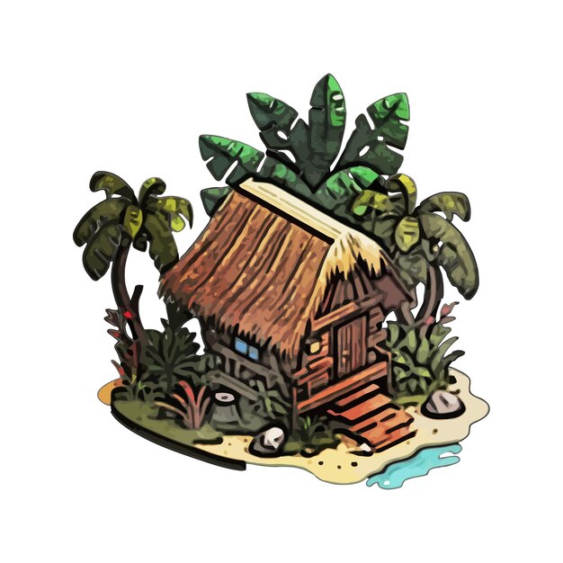 Plik wektorowy ilustracja wektorowa akwarela dom na plaży