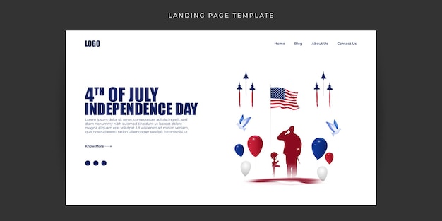 Ilustracja wektorowa Ameryki Dzień Niepodległości strony docelowej strony docelowej makieta szablonu transparentu