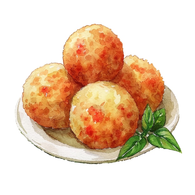 Plik wektorowy ilustracja wektorowa arancini w stylu akwarelu