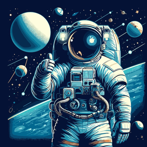 Plik wektorowy ilustracja wektorowa astronauta w garniturze kosmicznym