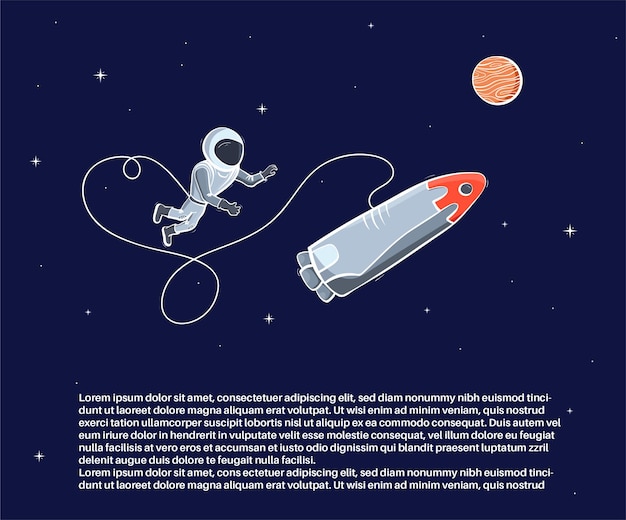 Ilustracja Wektorowa Astronauty Unoszący Się W Przestrzeni. Koncepcja Eksploracji Planety