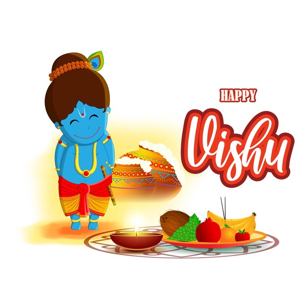 Ilustracja wektorowa banner koncepcji Happy Vishu