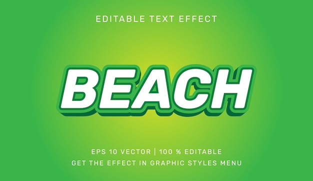 Plik wektorowy ilustracja wektorowa beach 3d edytowalny efekt tekstowy szablonu