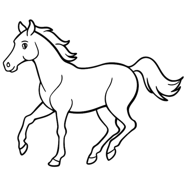 Ilustracja wektorowa biegającego konia na białym tle