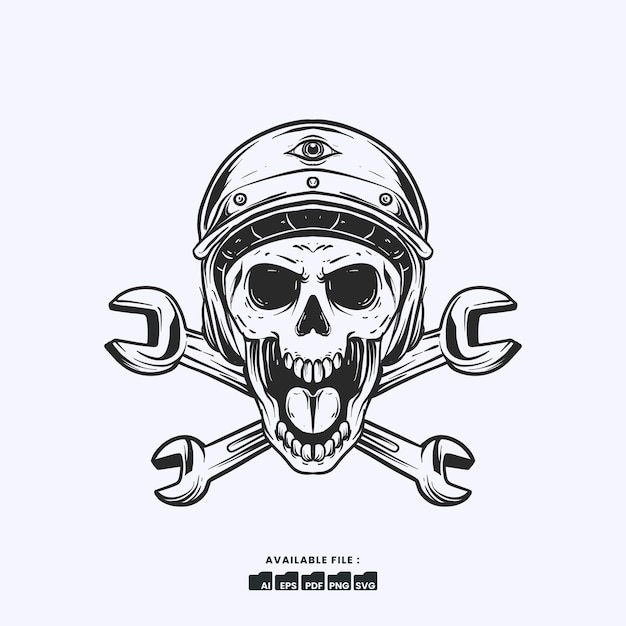 Ilustracja wektorowa Biker Motocykl Odznaka Ilustracja logo Ręcznie narysowany Vintage