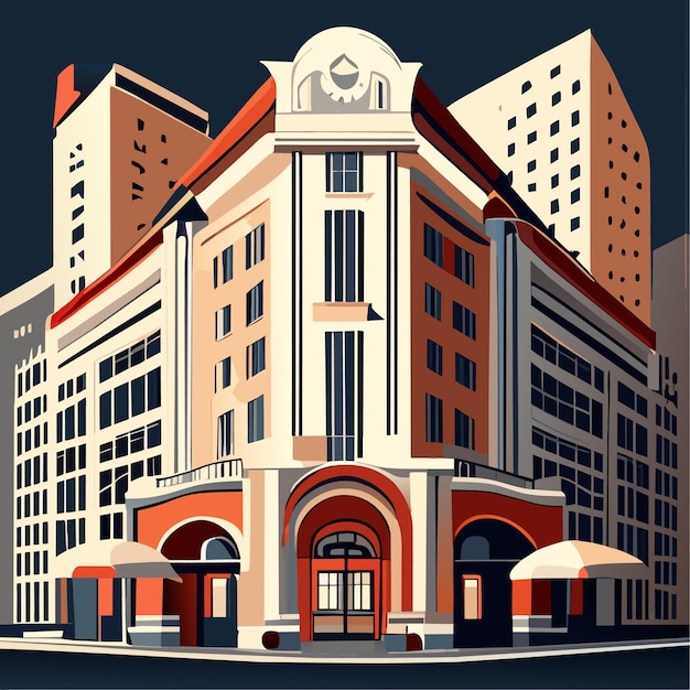 Plik wektorowy ilustracja wektorowa budynku hotelu w stylu płaski
