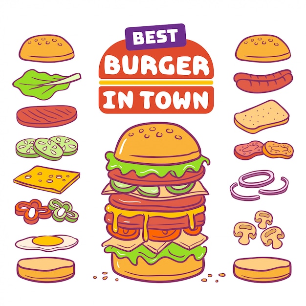 Ilustracja Wektorowa Burger I Składników