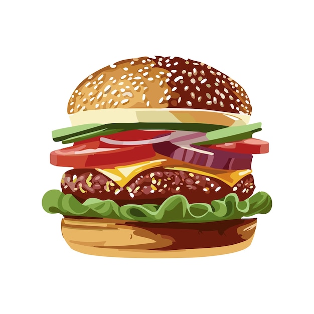 Ilustracja Wektorowa Burger Na Białym Tle