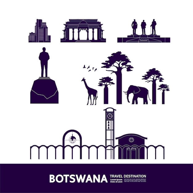 Ilustracja Wektorowa Cel Podróży Botswana.