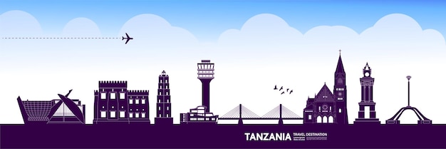 Ilustracja wektorowa cel podróży Tanzania.