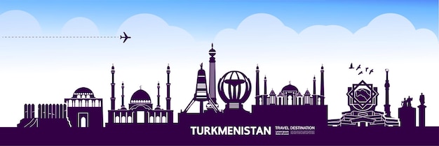 Ilustracja wektorowa cel podróży Turkmenistan.