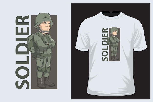 Plik wektorowy ilustracja wektorowa charakter żołnierza kreskówka dla t shirt