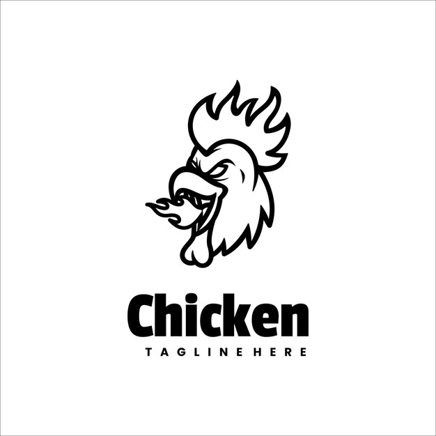 Plik wektorowy ilustracja wektorowa chicken fire line art logo design