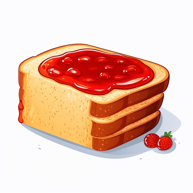 Plik wektorowy ilustracja wektorowa chleb dżem jedzenie śniadanie izolowana przekąska ikona kreskówki toast sweet set