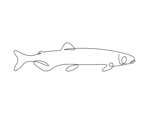 Ilustracja wektorowa ciągłego rysowania jednej linii ryby capelin