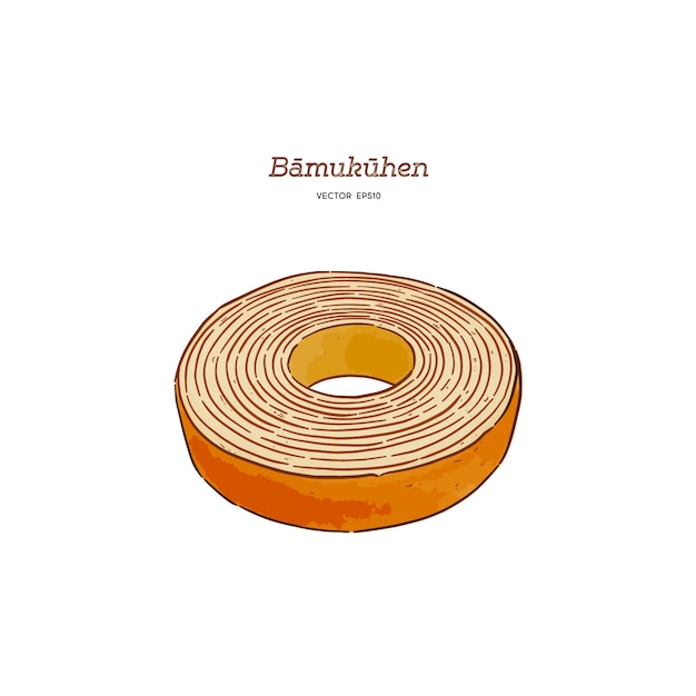 Ilustracja wektorowa ciasto Baumkuchen