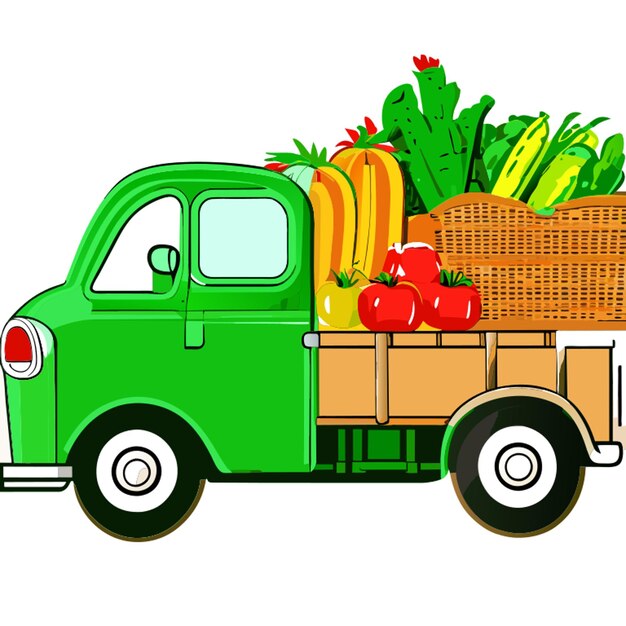 Plik wektorowy ilustracja wektorowa ciężarówki do dostarczania warzyw